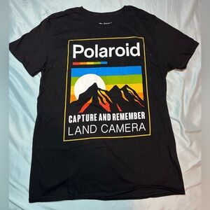 Polaroid Black Shirt with Vibrant Mountain Graphic